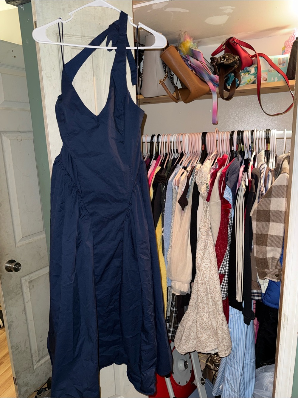 Fashion Nova Navy Halter Midi Dress